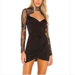 Micheal Costello Black Lace Sleeve Dress